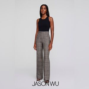 Jason Wu Grey/Black Plaid Wide Leg Trousers | High Rise Dress Pants | Size 6